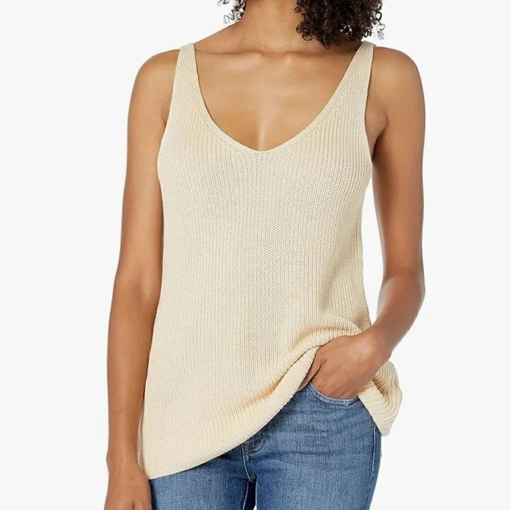 The Drop Claire Double V-Neck Textured Rib Sweater Tank Women’s Medium